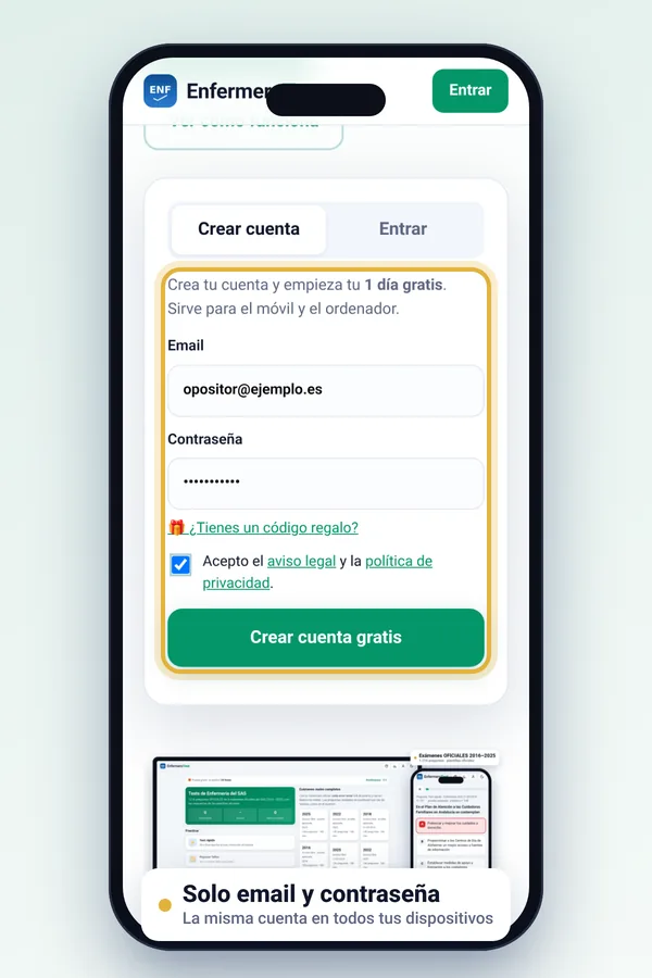 Pantalla de registro