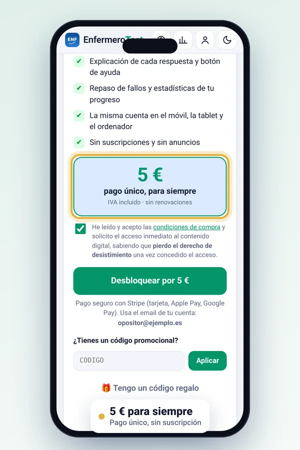 Pantalla de desbloqueo por 5 euros